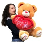 Golden Brown 2.5 Feet Sitting Love You Heart Teddy Bear